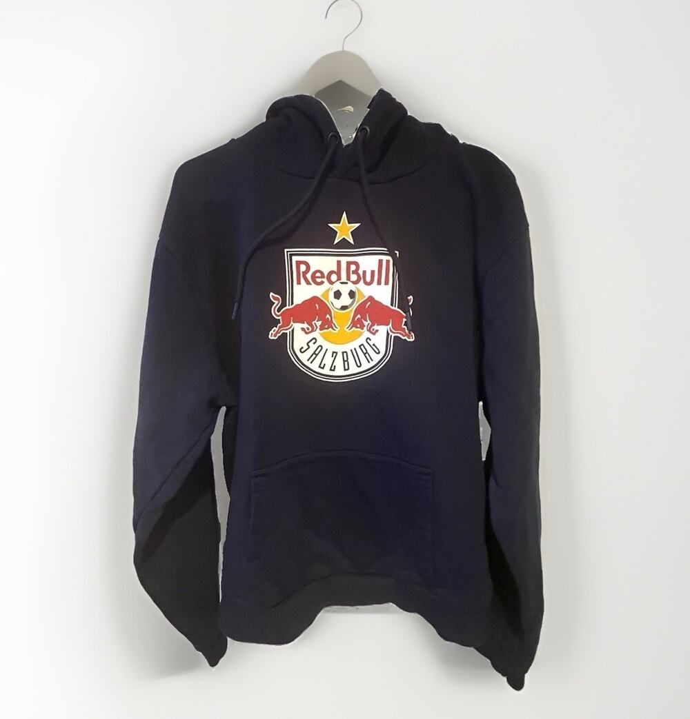 FC Red Bull Salzburg Logo Hoodie Navy Blue Mens Size L AlphaTauri Soccer EUC